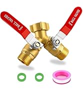 Ceaeso Brass Garden Hose Splitter 2 Way Heavy Duty, Y Valve Hose Splitter With Stainless Steel Lo...