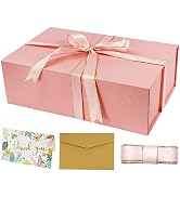 YINUOYOUJIA Gift Box14x9x4.5 Inches,Large Gift Box with Magnetic Closure Lid,Ribbon and Card,Pink...