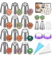 Kootek 48Pcs Russian Piping Tips Set, Piping Bags and Tips Set with 12 Russian Tips, 2 Icing Tips...