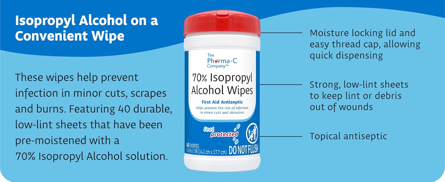 Isopropyl alcohol wipe first aid antiseptic