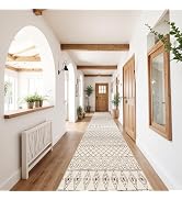 BYYVOO 2'6"x12' Hallway Runner Rug Moroccan - Machine Washable Runner Rugs Low Pile Rug with Rubb...