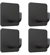 VIS'V Adhesive Hooks, Black Self Adhesive Wall Hooks Waterproof Shower Stick on Hooks Stainless S...