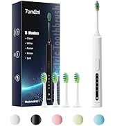 7AM2M Sonic Electric Toothbrush with 4 Brush Heads, One Charge Last for 60 Days (White)