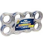 Duck High Performance Clear Packing Tape Refills - 8 Rolls of HP260 Strong Packaging Tape for Shi...