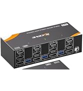 KCEVE USB 3.0 KVM Switch 3 Monitors 3 Computers Displayport HDMI, Triple Monitor KVM Switch 8K@60...
