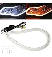 Qasim Sequential Turn Signal 24inch Led Car DRL Daytime Running Lights Strip 12V Auto Headlight 6...