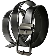 JIFANPAUL Men’s Leather Ratchet Belt Holeless Adjustable Slide Buckle Dress Casual Belt for Offic...