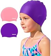 Vorshape Swim Cap Kids (2 Pack), Durable Waterproof Swimming Cap for Girls Boys Teens Toddler Age...