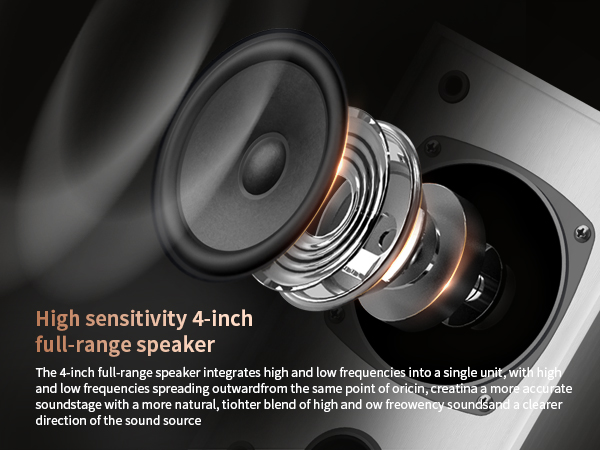 With 4-inch passive bookshelf speakers