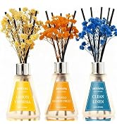 Reed Diffuser Set of 3 Pack, Lemon Verbena/Mango Passion Fruit/Clean Linen Oil Diffuser Reed Diff...