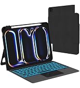 for 2024 iPad Pro 11-inch (M4) Case with Keyboard - Folio Smart Tablet Book Cover with Touchpad -...
