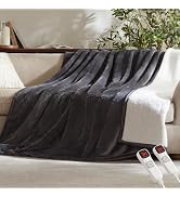 BEARKISS Electric Heated Blanket,84"x90" Heating Queen Flannel London Grey | ETL Certified 9 Sett...