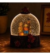 Light Up Fall Snow Globe for Tables Thanksgiving Harvest, Autumn Decoration | Lighted Scarecrow W...
