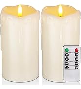 Homemory Dripping Wax Flameless Candles, Battery Operated Candles with Remote Control and Timers,...