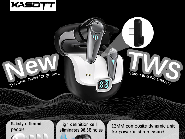 KASOTT 2.4GHZ Wireless Gaming Earbuds