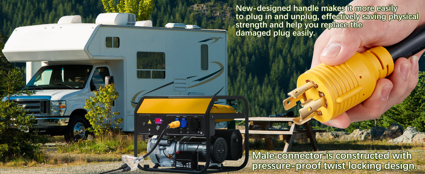 30 Amp to 20 Amp 110 Generator RV Adapter Cord