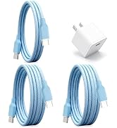 30W USB C Fast Phone Charger, PD PPS Wall Charger Adapter with 3 Cables (2x1.2m+1x0.6m), Compact ...