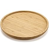 XIMISISE Round Bamboo Tray, Wood Serving Tray, Wooden Platter, Wood Charcuterie Board, Decorative...