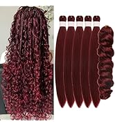 Burgundy Braiding Hair Pre Stretched Knotless Braiding Hair for Boho Braids Ocean Wave Boho Hair ...