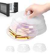 FUSMYE Set of 3 Collapsible Silicone Microwave Plate Cover for Food, Easy Grip Handle Clear Silic...