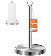 Paper Towel Holder Countertop, Stainless Steel, Weighted Base, Paper Towel Stand Holder for Kitch...