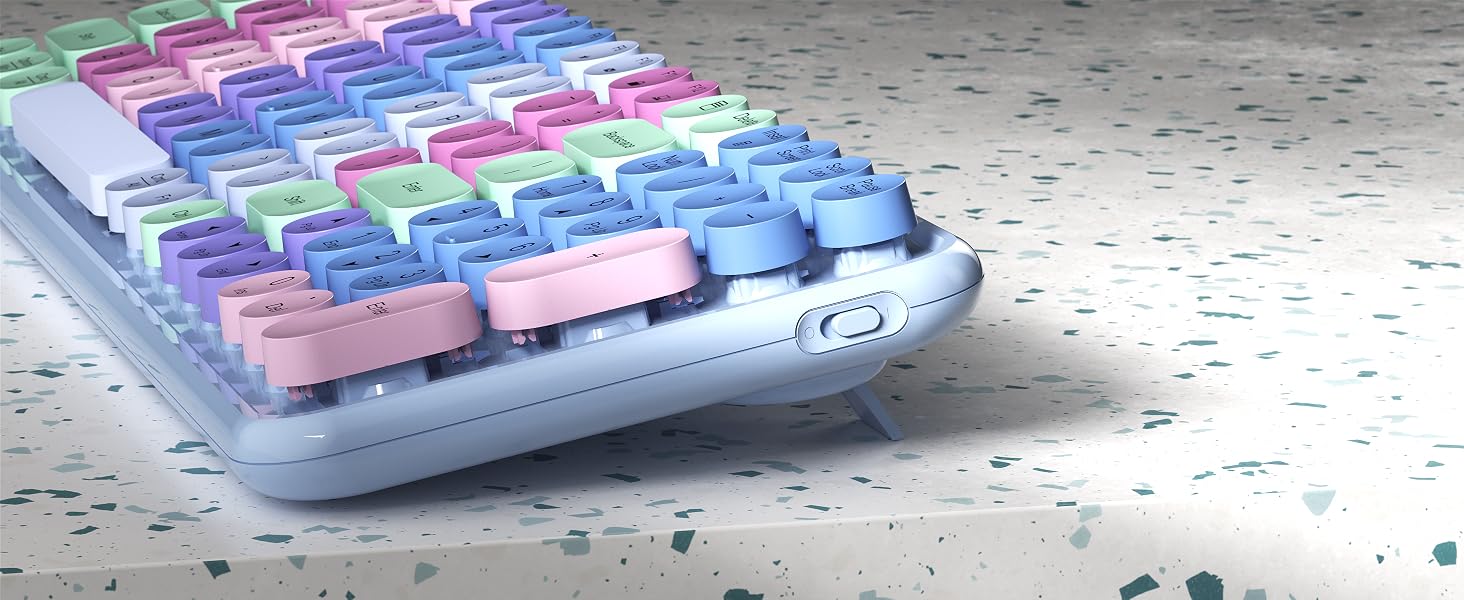 Colorful round keys and retro styling
