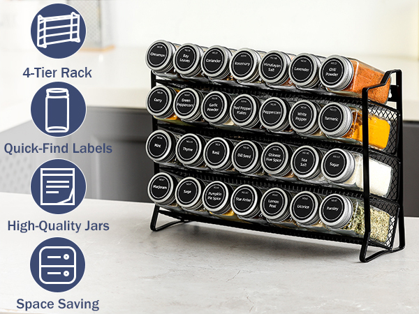 spice rack with jars