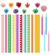 Briartw 10 Pcs 3D Rollded Flowers Cutting Dies and 4 Pcs Paper Quilling Tools, Flower Petal Quill...