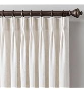 NICETOWN Pinch Pleated Linen Blend Curtains 84 inches Long 2 Panels Set, Semi Sheer Privacy with ...
