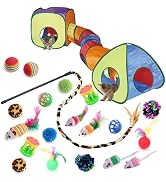 GONPETGP Cat Toys for Indoor Cats, Kitten Toys Set, Collapsible Pet Tunnel Cube Tent Toys, Intera...