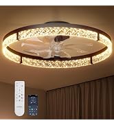 addlon Ceiling Fans with Lights and Remote, 24'' Low Profile Flush Mount Ceiling Fan, 3000–6000K ...