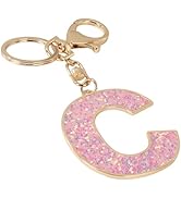 Junyuerly Glitter Initial keychains|Gold Keychain Accessories|Leatherette Letter Bag Charm for Women
