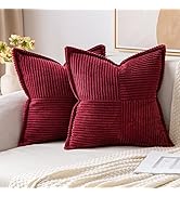 MIULEE Christmas Corduroy Pillow Covers with Splicing Set of 2 Super Soft Couch Pillow Covers Bro...