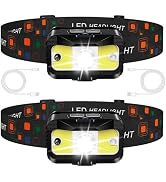 MIOISY Headlamp Rechargeable,1200 Lumen Ultra Bright LED Head Lamp Flashlight with White Red Ligh...