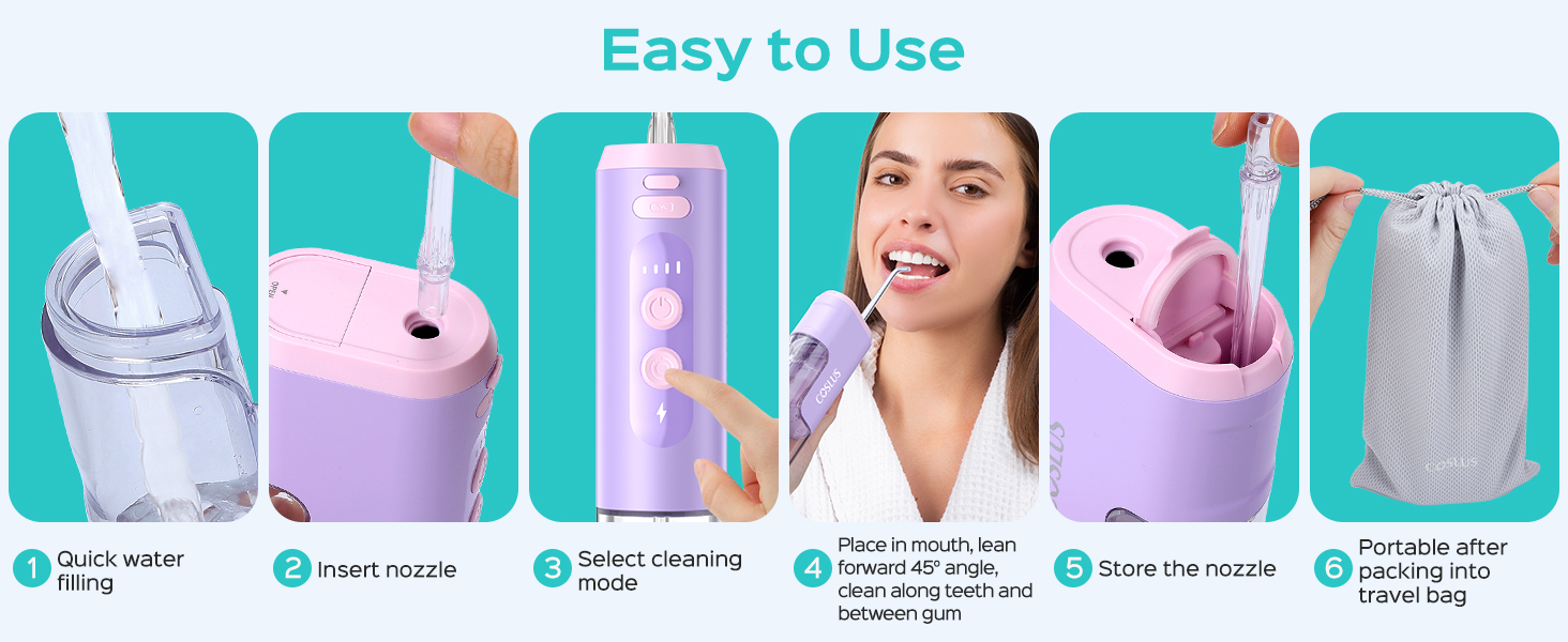 Water Flosser, Water Dental Flosser Pick for Teeth: COSLUS Mini Portable Travel Floss Picks