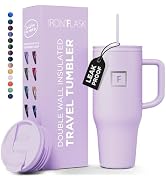 IRON °FLASK Co-Pilot Insulated Mug w/Straw & Flip Cap Lids - Cup Holder Bottle for Hot, Cold Drin...