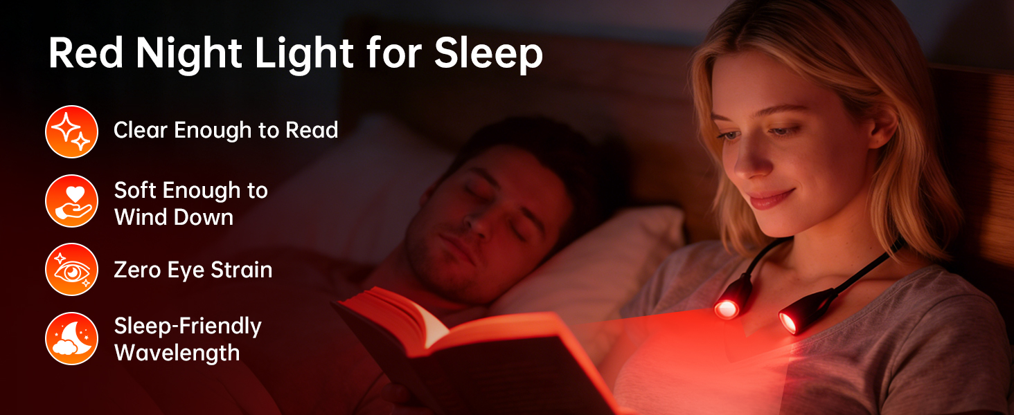 red light book light for reading in bed