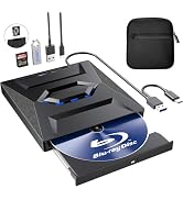 External Blu Ray Drive with Case,Portable Bluray Player Writer Reader,CD Burner with USB 3.0 typc...