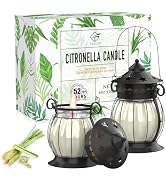 Citronella Candles Outdoor, 2 x 6oz Scented Candles with Vintage Metal Lantern Holder, Natural Ci...