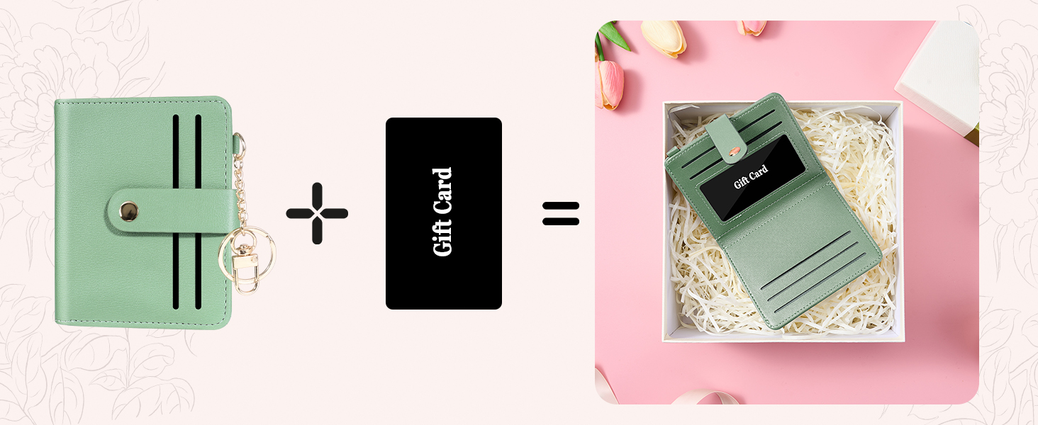 small wallet with gift card, presented as a thoughtful, Customized and abundant gift.