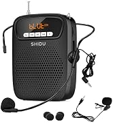 15W Portable Mini Voice Amplifier with Lapel Microphone & Wired Microphone Headset, Rechargeable ...