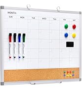 Comix Dry Erase Calendar Whiteboard Corkboard Combo, 24 * 18 inch Monthly Calendar and Bulletin B...