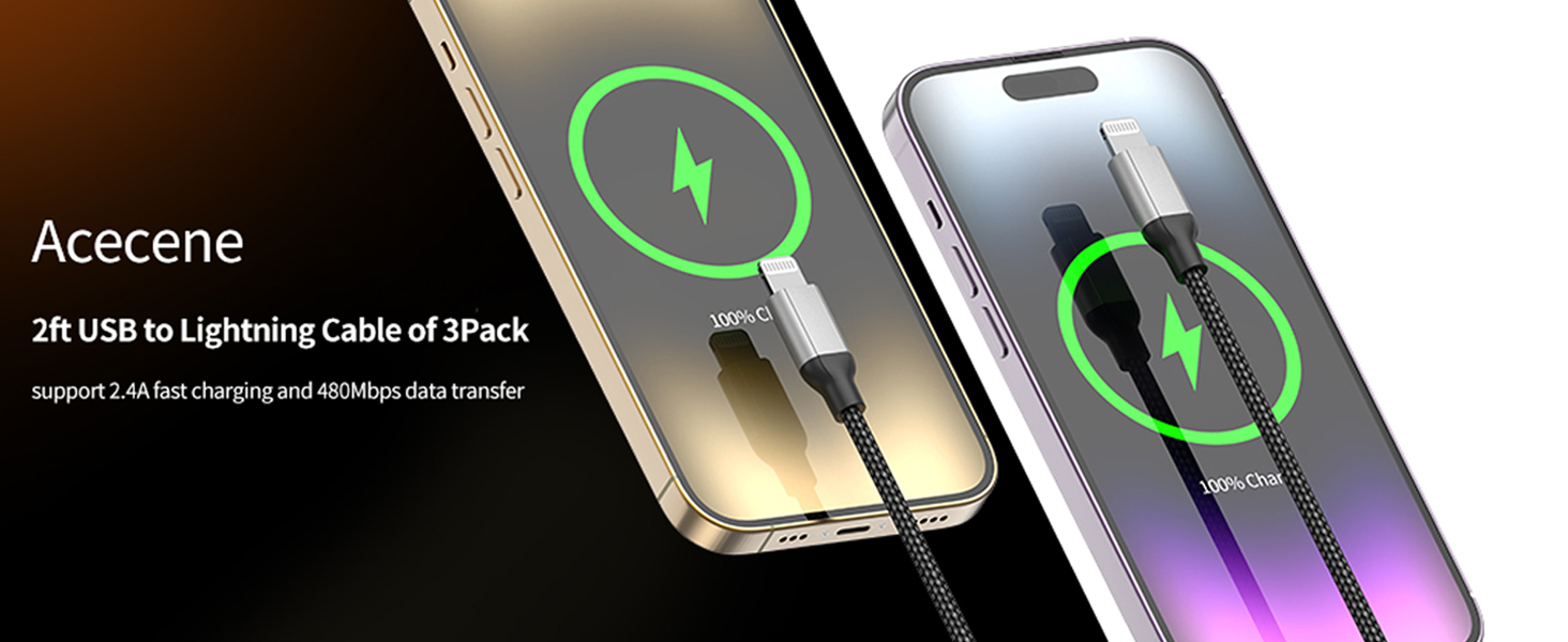 2ft usb to lightning cable 3 pack
