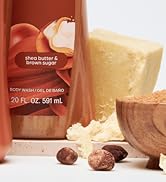 Caress Body Wash for Women, Shea Butter & Brown Sugar, Hydrating and Exfoliating Shower Gel for G...