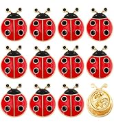 PH PandaHall 12pcs Rhinestone Ladybug Brooch Pins Set 18mm Alloy | Red Enamel Animal Insect Lapel...