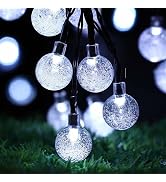 Solar String Lights Outdoor Waterproof,50LED Crystal Globe Solar String Lights,8 Mode 7M/24Ft Out...