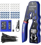XUNTOP RJ45 Crimp Tool Kit for Cat5 Cat5e Cat6 Cat6a Ethernet Crimping Tool Kit for RJ45 Pass Thr...