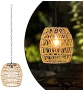 Solar Lanterns Outdoor Waterproof Light, Rattan Solar Powered Lantern for Hanging or Table Lamp C...
