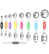 Set of 9 magnetic measuring spoons, stainless steel, double-headed spoons, for measuring dry and ...