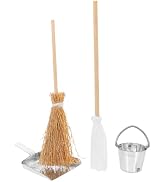 Abaodam Miniature Dollhouse Cleaning Set Mini Floor Mop Bucket Broom Dustpan Models Housework Too...